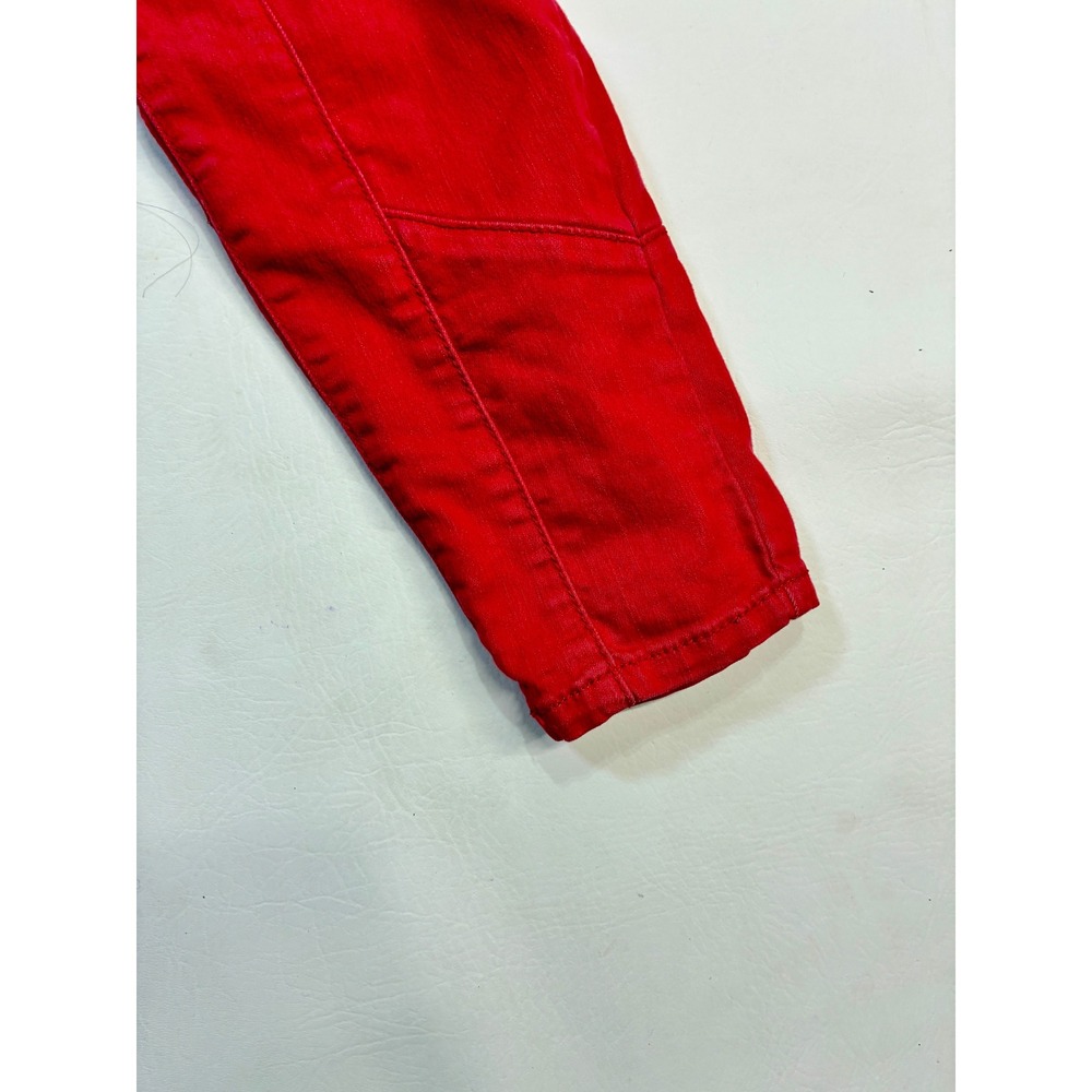 Free People‎ Red Cargo Pants Womens Size 28 Zipper Pockets Moto Style - Picture 8 of 12